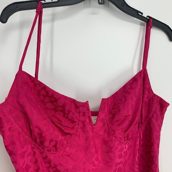 WAYF Slip Dress Elvira Midi Pink Leopard Print Sleeveless - Picture 9 of 16